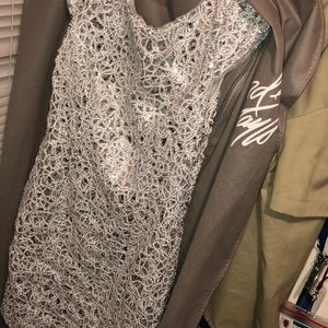 A silver sequin dress